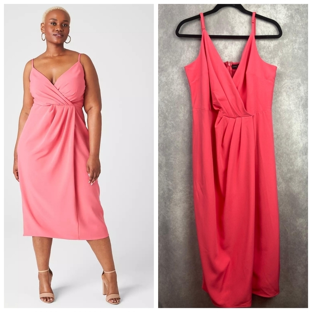Lane Braynt Sleeveless Pleated-Front Hot Pink Women's Midi Dress Size 16